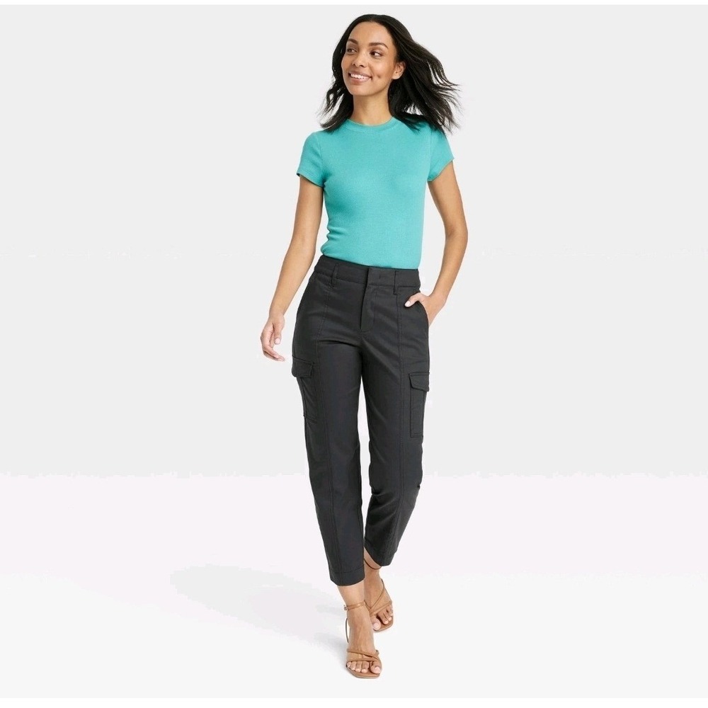 A New Day NWT 4 Effortless Chino Cargo Pants Tapered Leg Gray Career Business